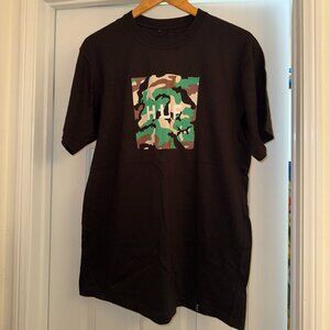 HUF Camo Box Logo T-Shirt Black Size Large Streetwear Skate Tee